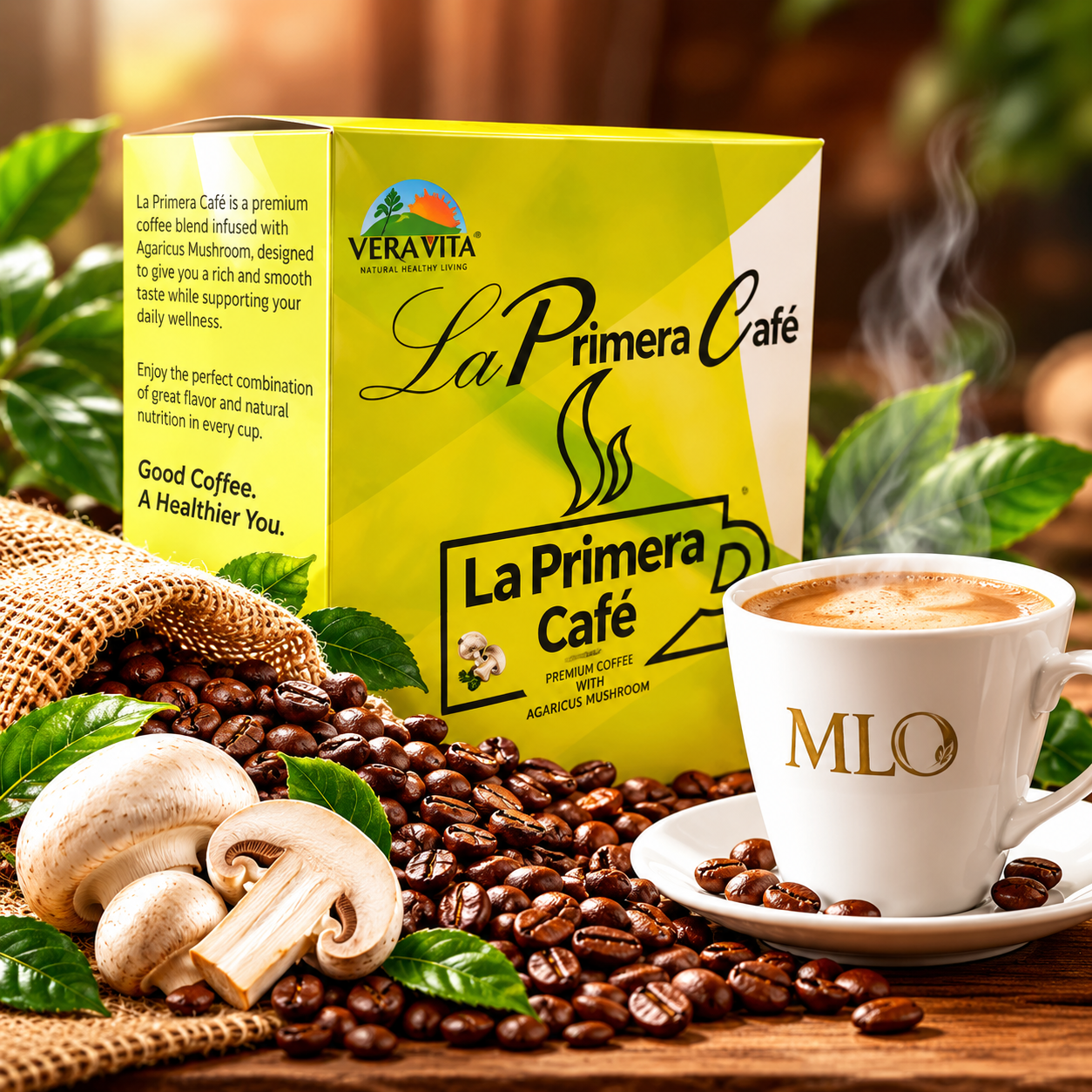 La Primera Café premium coffee with Agaricus mushroom